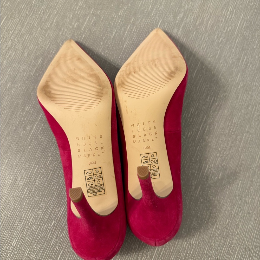 White House Black Market Fuchsia Suede Heels - Picture 8 of 8